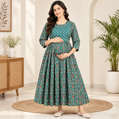 Women’s Teal Green Ethnic Maxi Dress