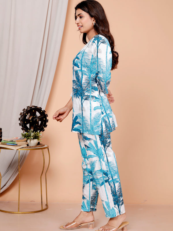 Printed Rayon Cotton Blend Co-ord Set