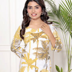 Printed Rayon Cotton Blend Co-ord Set