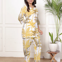 Printed Rayon Cotton Blend Co-ord Set