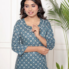 Printed Rayon Cotton Blend Co-ord Set