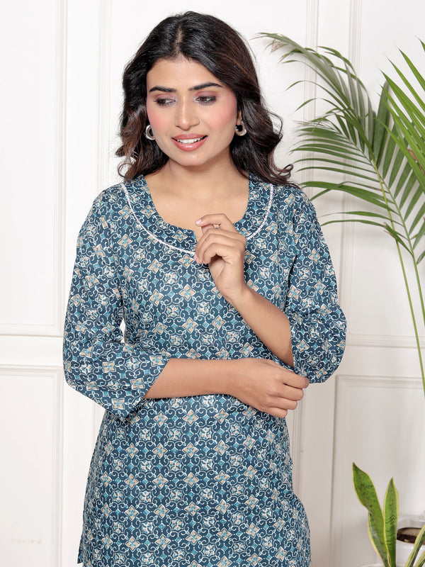Printed Rayon Cotton Blend Co-ord Set