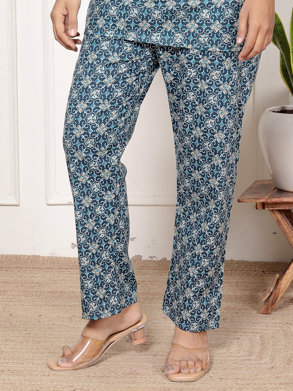 Printed Rayon Cotton Blend Co-ord Set