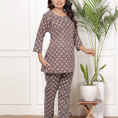 Printed Rayon Cotton Blend Co-ord Set