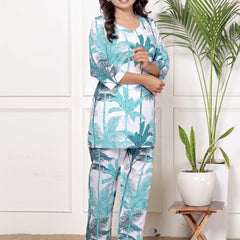 Printed Rayon Cotton Blend Co-ord Set