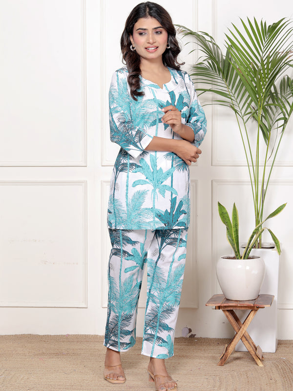 Printed Rayon Cotton Blend Co-ord Set