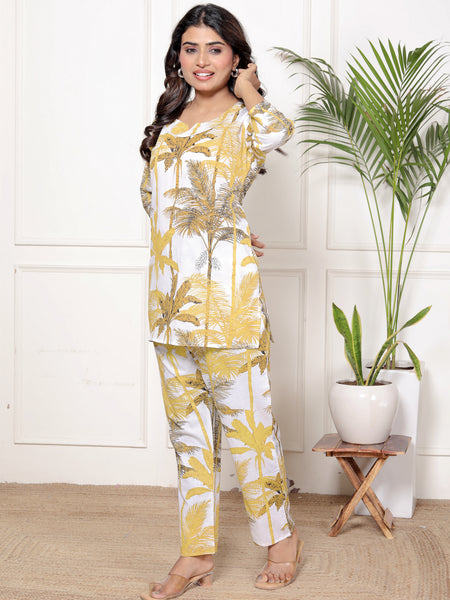 Printed Rayon Cotton Blend Co-ord Set