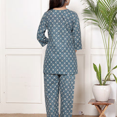 Printed Rayon Cotton Blend Co-ord Set