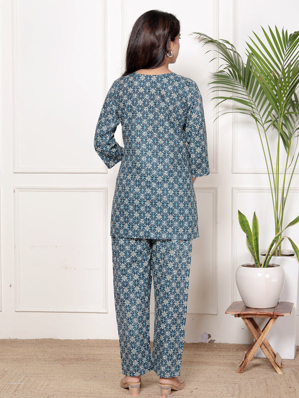 Printed Rayon Cotton Blend Co-ord Set