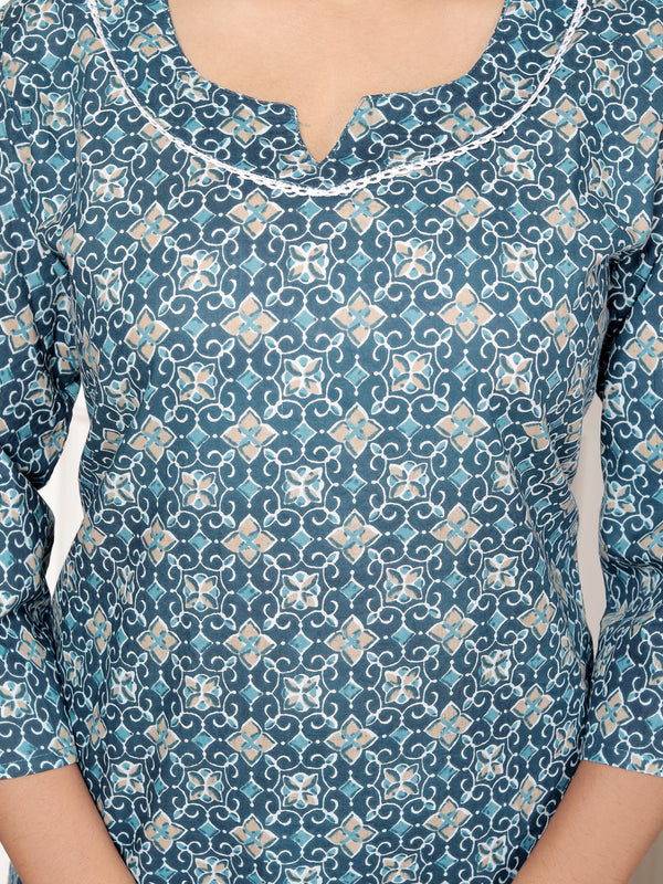 Printed Rayon Cotton Blend Co-ord Set