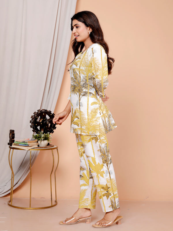 Printed Rayon Cotton Blend Co-ord Set