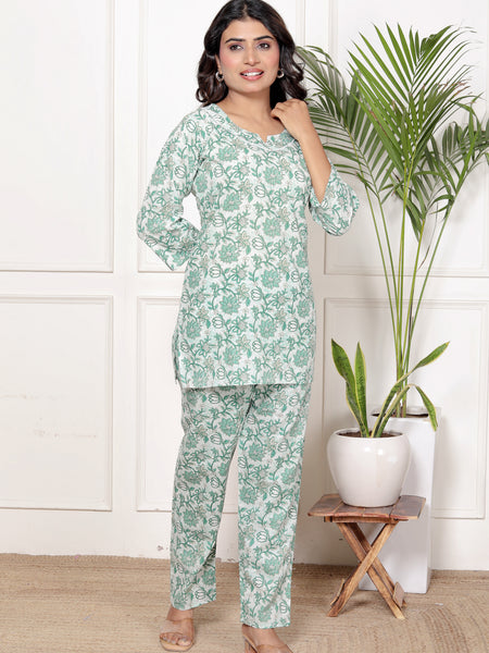 Printed Rayon Cotton Blend Co-ord Set
