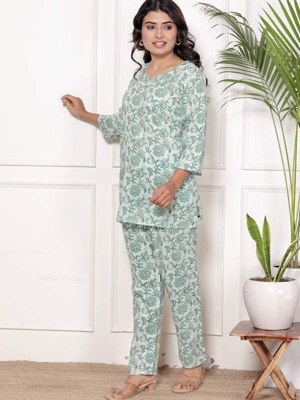 Printed Rayon Cotton Blend Co-ord Set