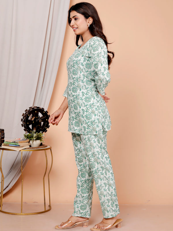 Printed Rayon Cotton Blend Co-ord Set