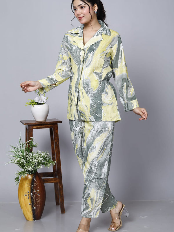 Printed Rayon Cotton Blend Co-ord Set
