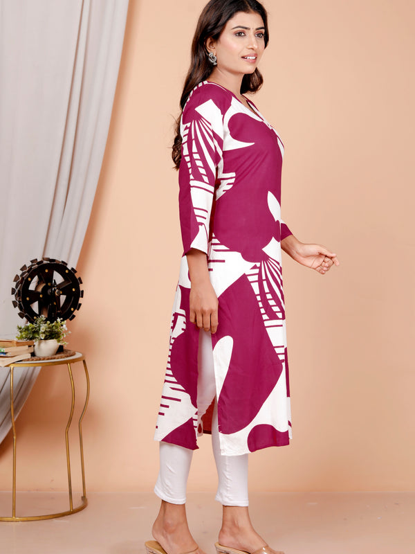 Printed Cotton Blend Ethnic Straight Kurta