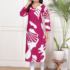 Printed Cotton Blend Ethnic Straight Kurta
