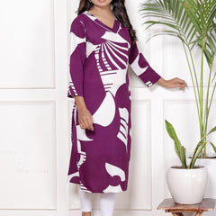 Printed Cotton Blend Ethnic Straight Kurta
