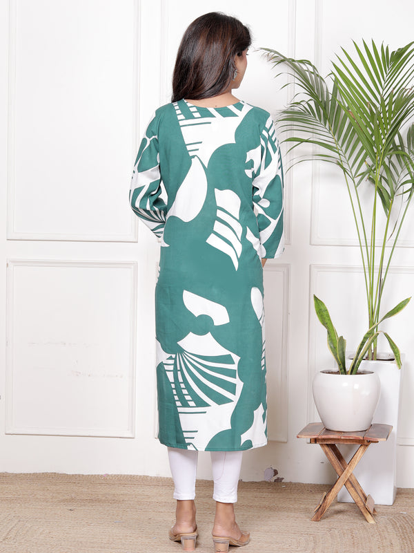 Printed Cotton Blend Ethnic Straight Kurta