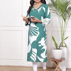 Printed Cotton Blend Ethnic Straight Kurta