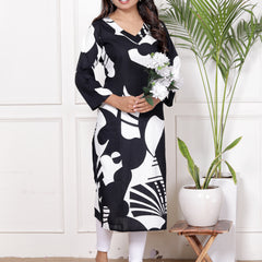 Printed Cotton Blend Ethnic Straight Kurta