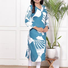 Printed Cotton Blend Ethnic Straight Kurta
