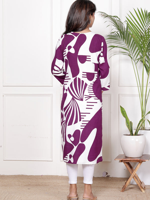 Printed Cotton Blend Ethnic Straight Kurta