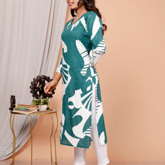 Printed Cotton Blend Ethnic Straight Kurta