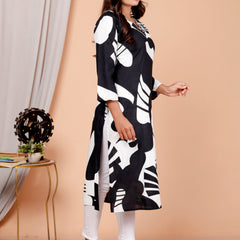 Printed Cotton Blend Ethnic Straight Kurta