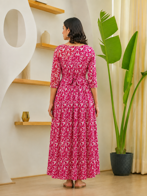 Floral Cotton Feeding Dress for Maternity