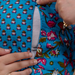 Women's Cotton Floral Maternity Feeding Dress with Zipper