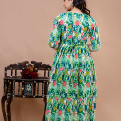 Women's Cotton Floral Maternity Feeding Dress with Zipper