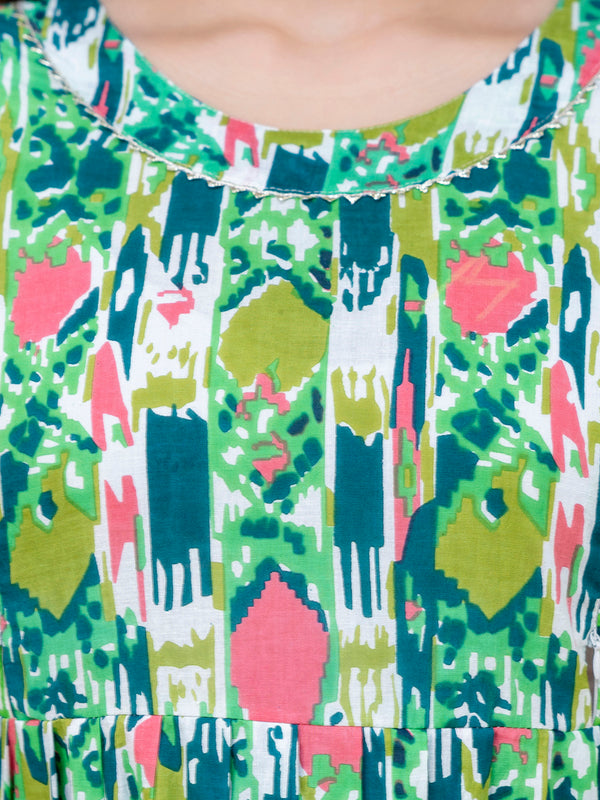 Women's Cotton Floral Maternity Feeding Dress with Zipper