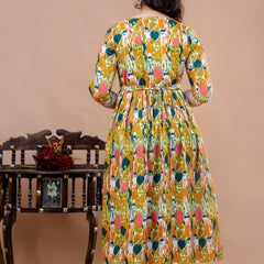 Women's Cotton Floral Maternity Feeding Dress with Zipper