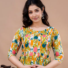 Women's Cotton Floral Maternity Feeding Dress with Zipper