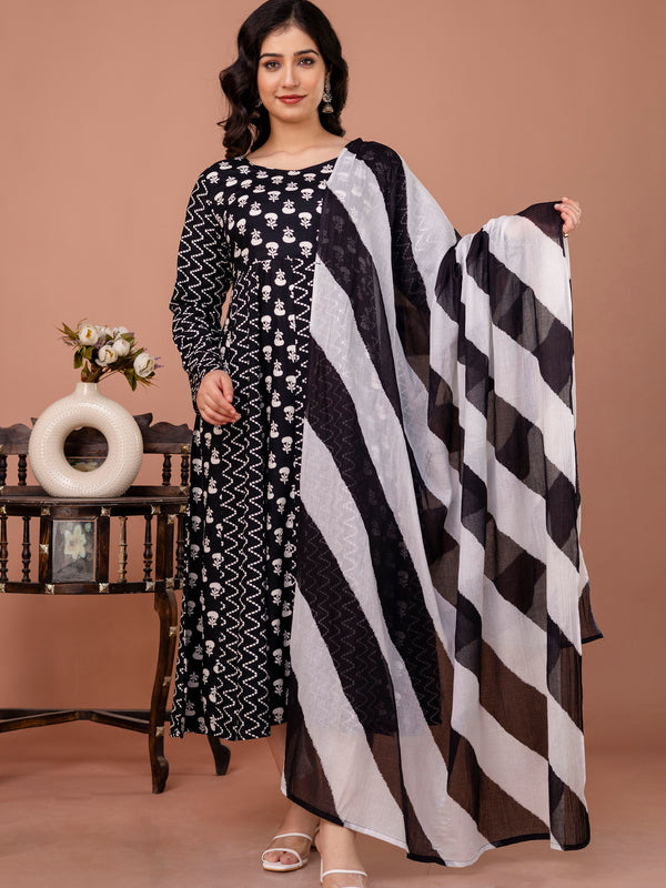 Women's Rayon Anarkali Kurta Set With Dupatta