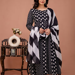Women's Rayon Anarkali Kurta Set With Dupatta