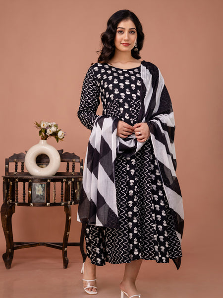 Women's Rayon Anarkali Kurta Set With Dupatta