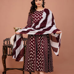 Women's Rayon Anarkali Kurta Set With Dupatta