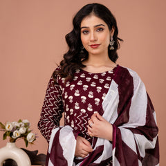 Women's Rayon Anarkali Kurta Set With Dupatta
