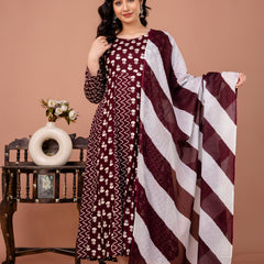 Women's Rayon Anarkali Kurta Set With Dupatta