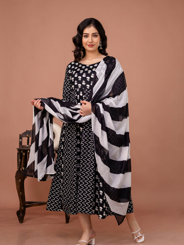 Women's Rayon Anarkali Kurta Set With Dupatta