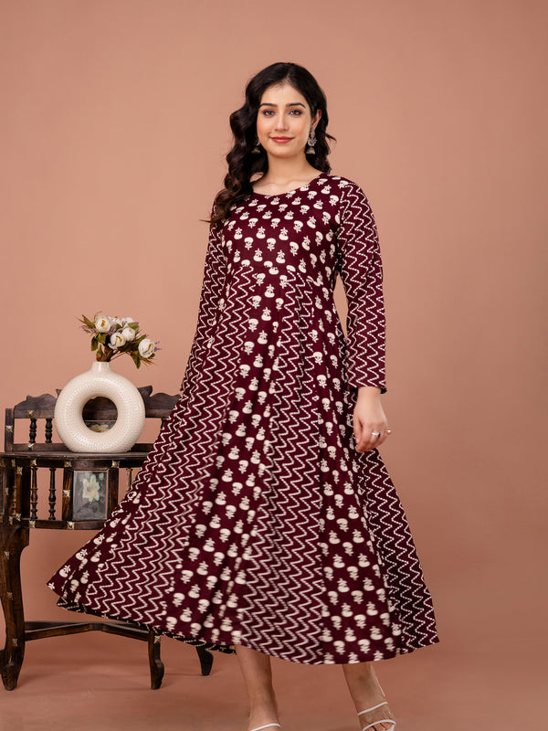 Women's Rayon Anarkali Kurta Set With Dupatta