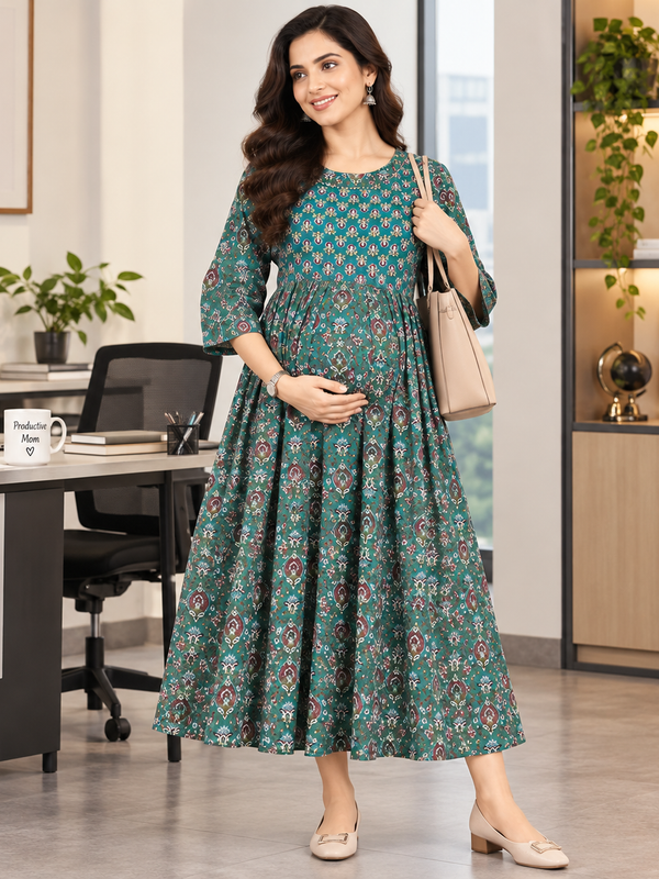 Women’s Teal Green Ethnic Maxi Dress
