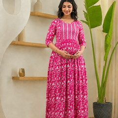 Floral Cotton Feeding Dress for Maternity