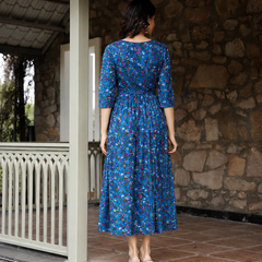 Women's Cotton Floral Maternity Feeding Dress with Zipper