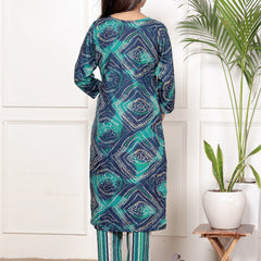 Classic Cotton Teal Green Floral Printed Kurta Set
