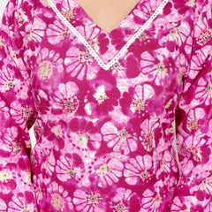 Classic Cotton Teal Green Floral Printed Kurta Set