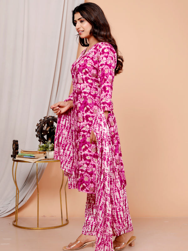 Classic Cotton Teal Green Floral Printed Kurta Set