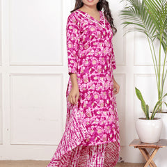 Classic Cotton Teal Green Floral Printed Kurta Set
